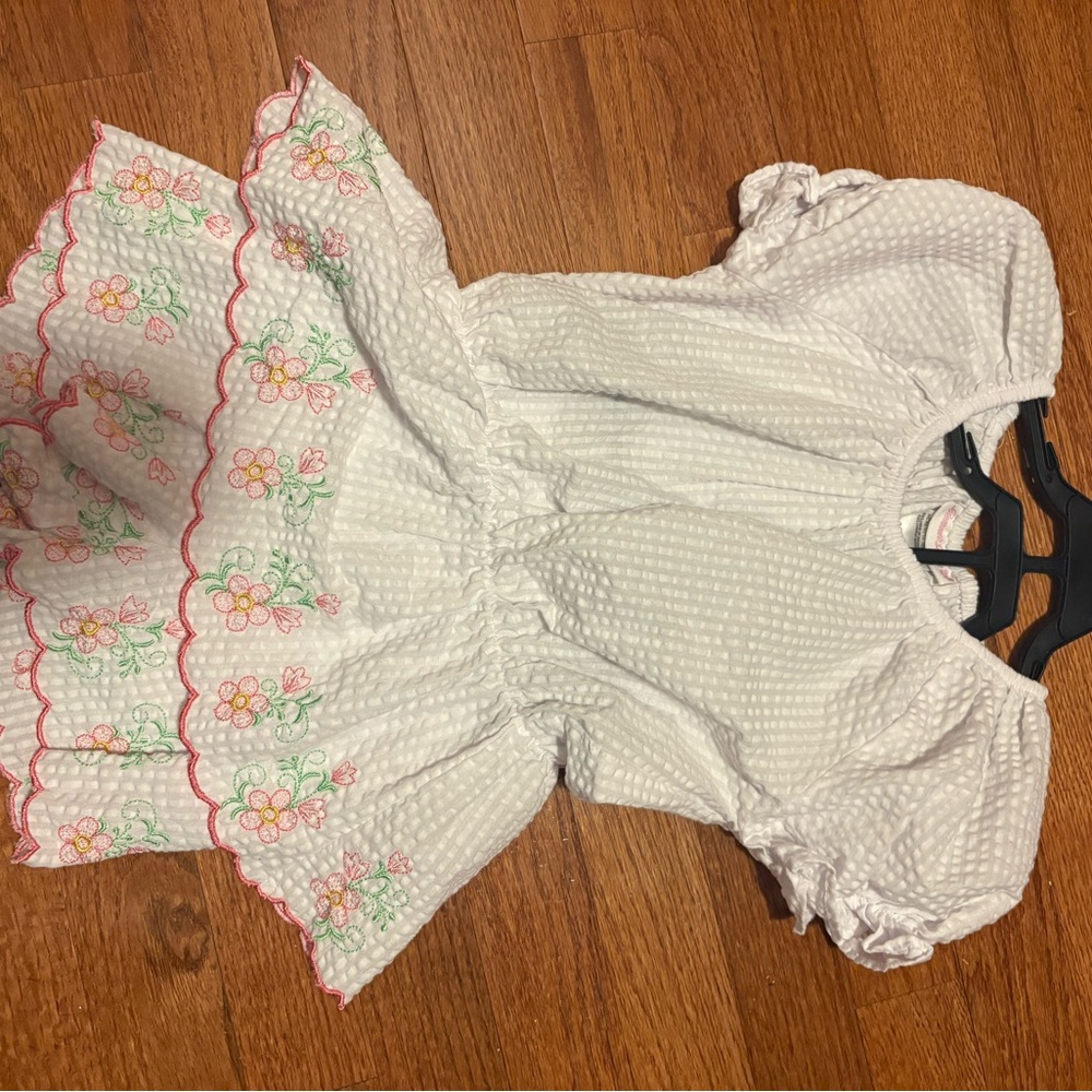 Bonnie Jean White Blouse with Floral Embroidery
